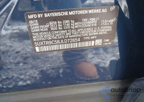 2018 BMW X3 xDrive30I z USA, uszkodzony, nr VIN 5UXTR9C58JLD72654